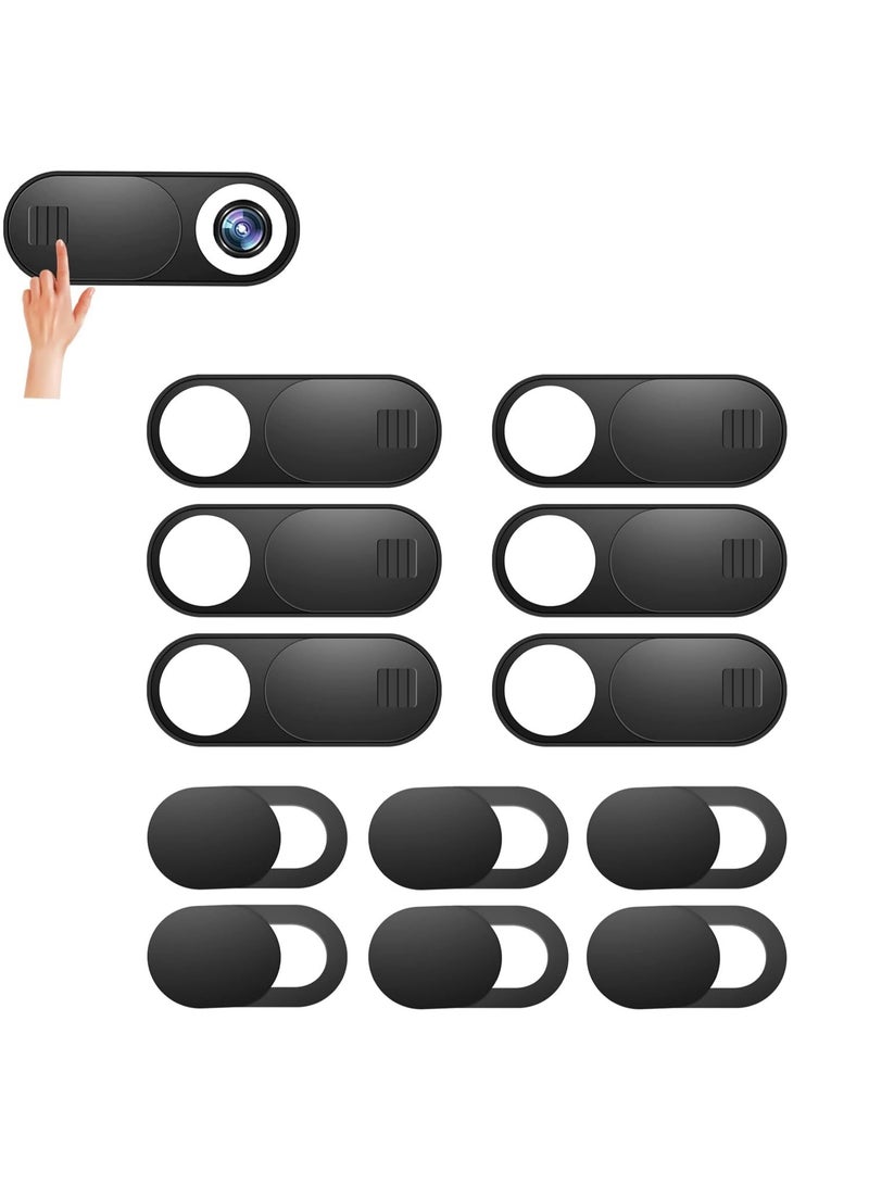 fantasize Webcam Cover Slide, 12 Pack Phone Camera Cover, Ultra-Thin for Laptop, iMac, MacBook Pro, Mac, Computer, Smart Phone, Tablets Slider Camera Blocker Protect Your Privacy and Security (Black) - Image 1
